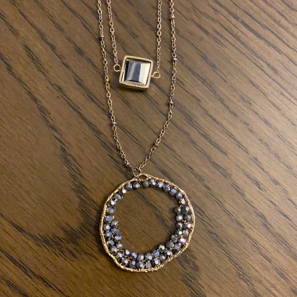 Neiman Marcus Jewelry - Neiman Marcus Hematite Colored Double Pendant Necklace